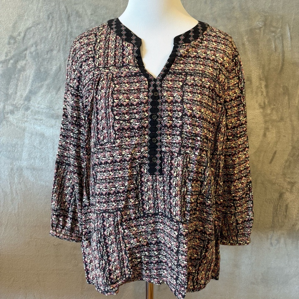 Boho Bohemian Floral Tribal Mandarin Collar Sz 8